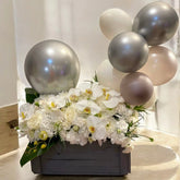 White Orchid Grandeur with Balloon Décor