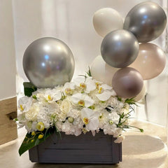 White Orchid Grandeur with Balloon Décor