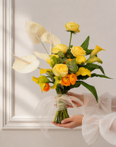 Golden Calla & Rose Bridal Bouquet