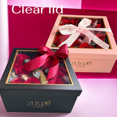 Luxury Red Rose Box with Macarons & Mini Bottega | Valentine’s Gift Toronto