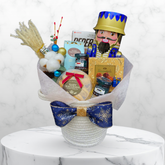 Sweet Holiday Golden-Blue Gift Basket