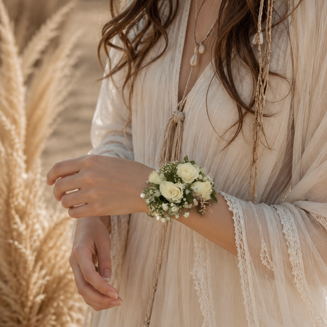 Elegant White Rose Wrist Corsage