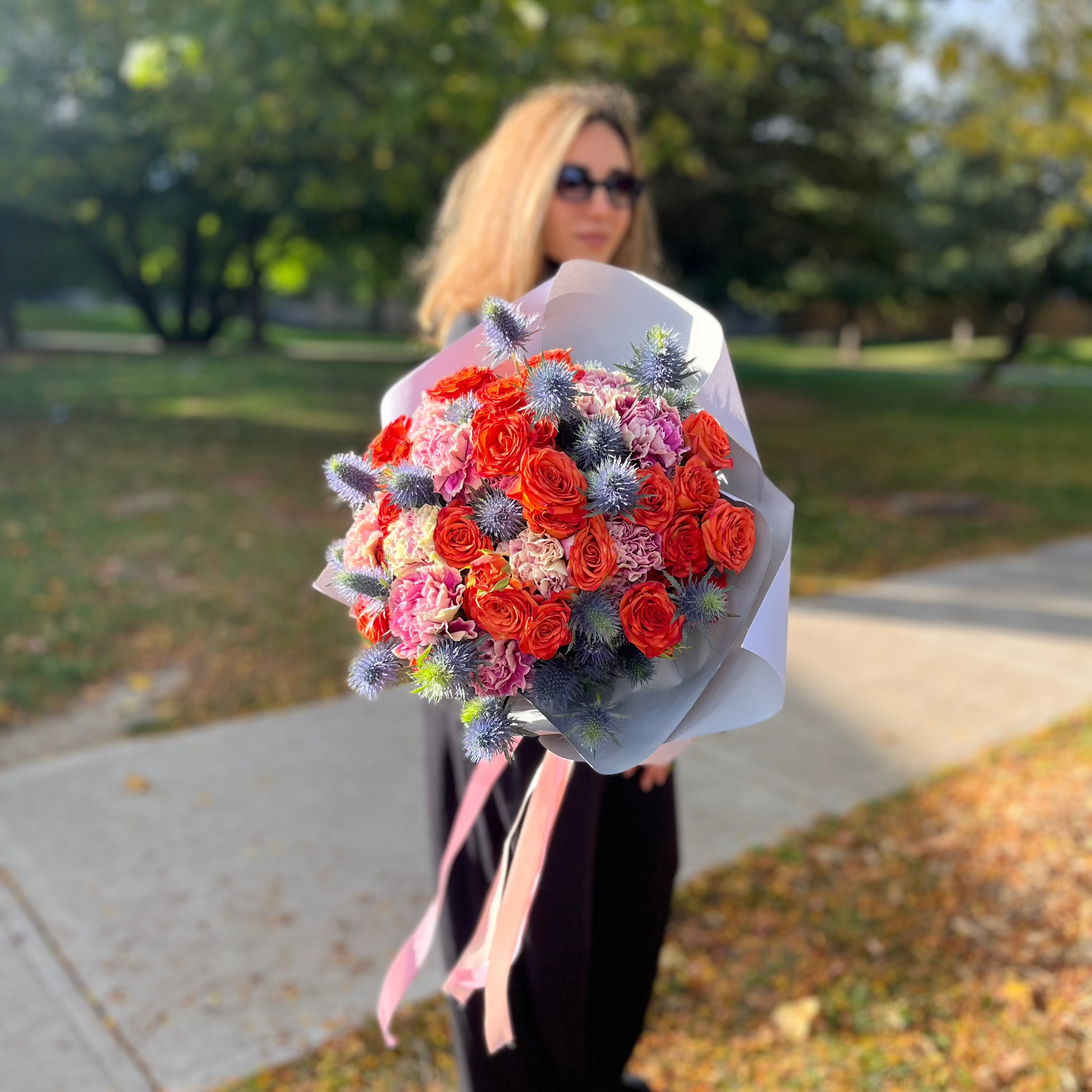 Sunset Orange & Lavender Bouquet