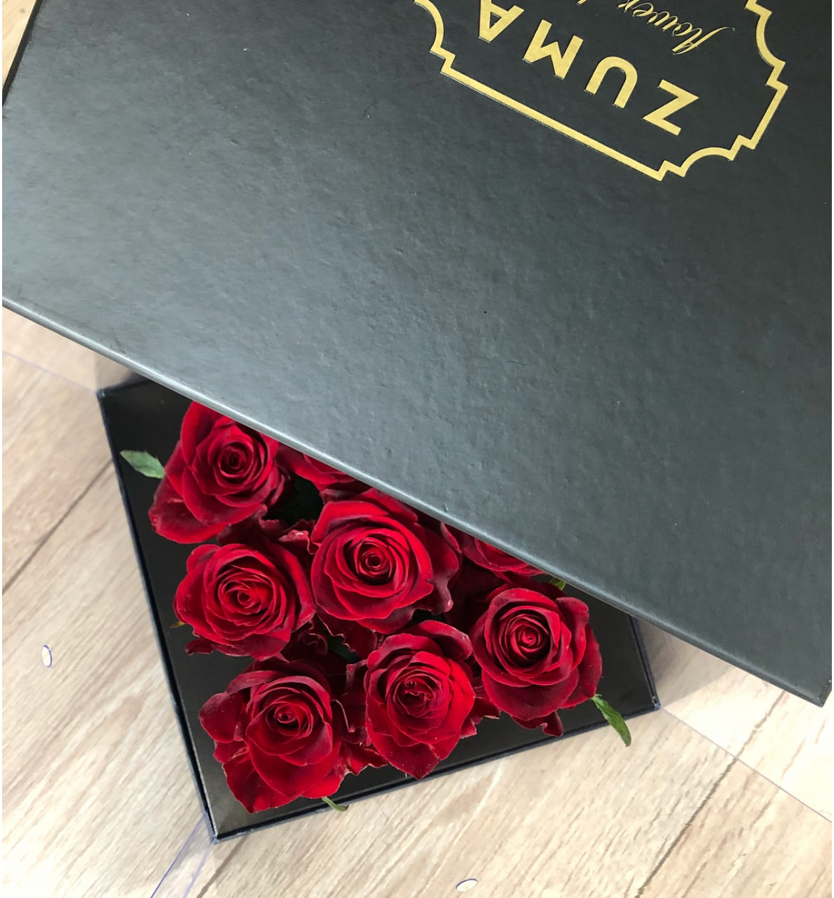 Luxury Red Rose Gift Box by Zuma Flowers