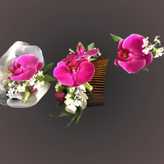 Orchid Hair Comb & Wrist Corsage Set