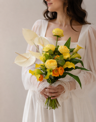 Golden Calla & Rose Bridal Bouquet