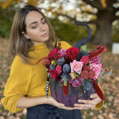 Witch Pumpkin Floral Arrangement for Halloween