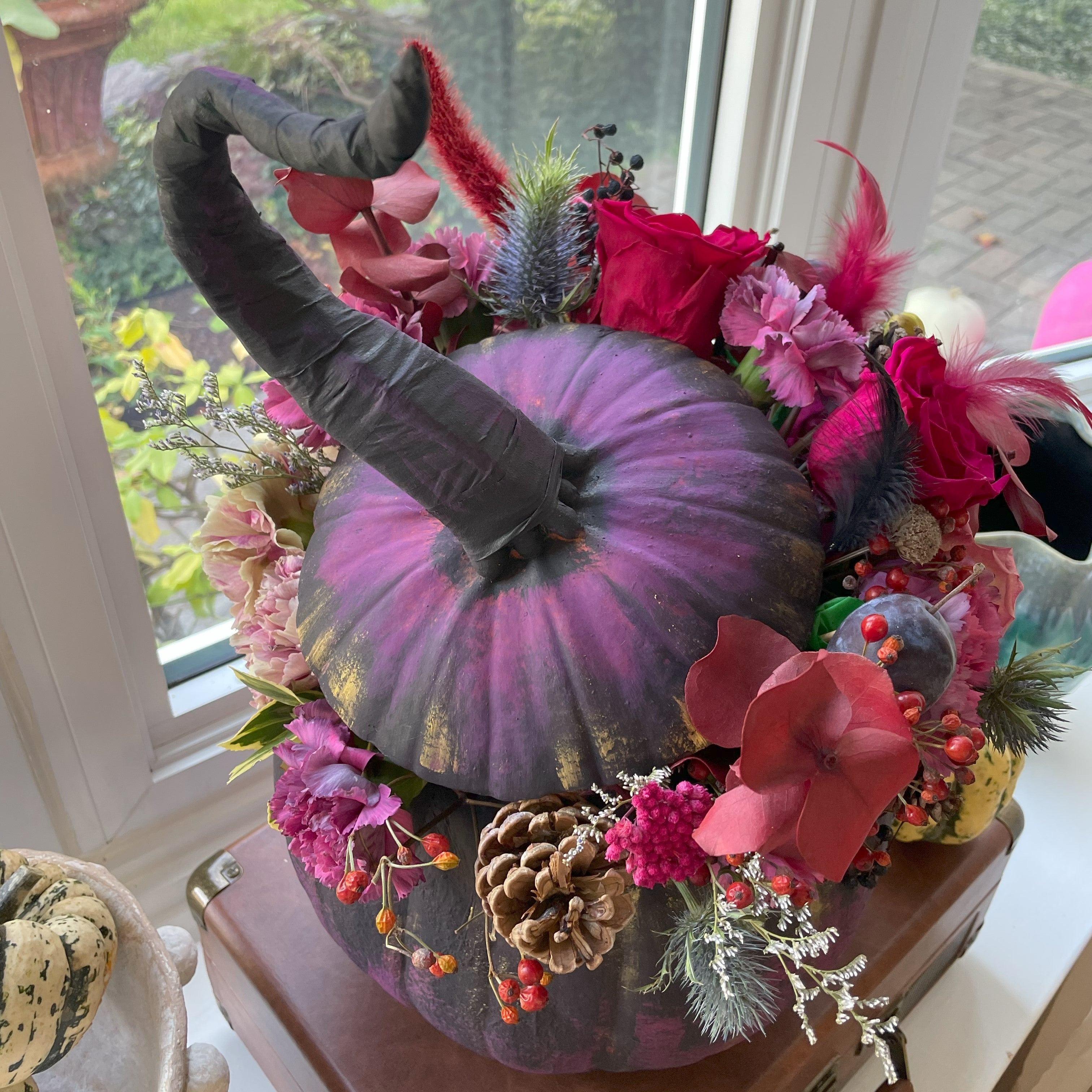 Witch Pumpkin Floral Arrangement for Halloween