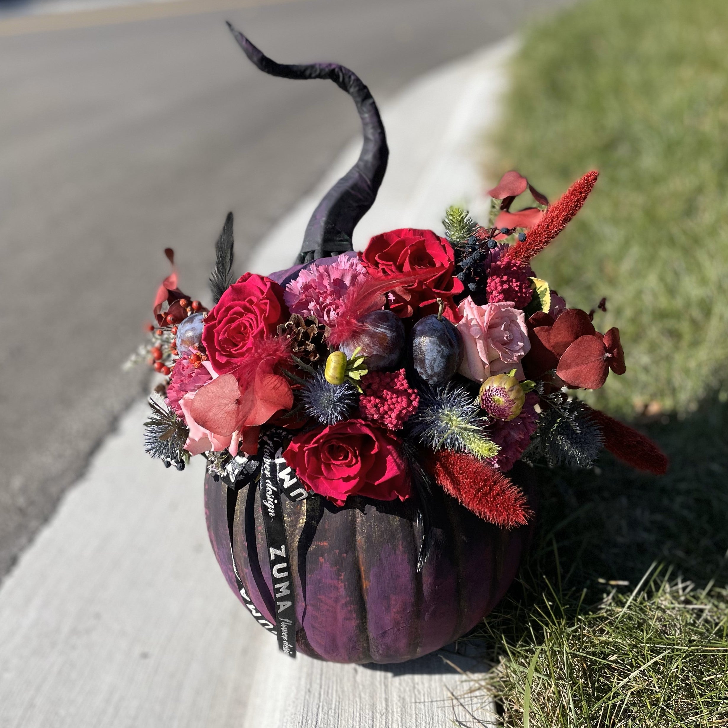 Witch Pumpkin Floral Arrangement for Halloween