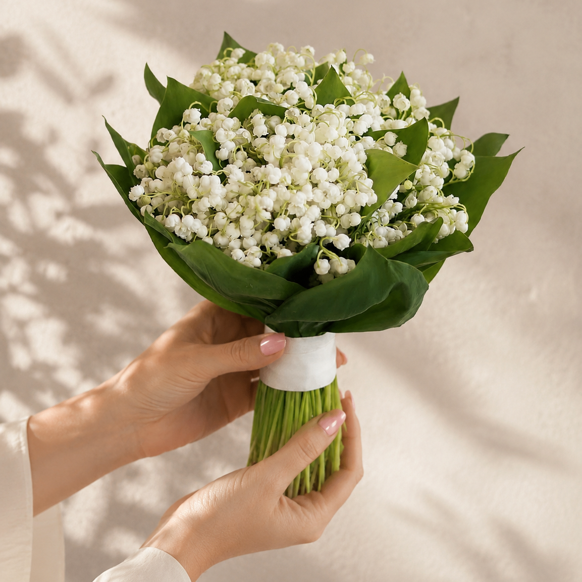 Classic White Lily of the Valley Bridal Bouquet