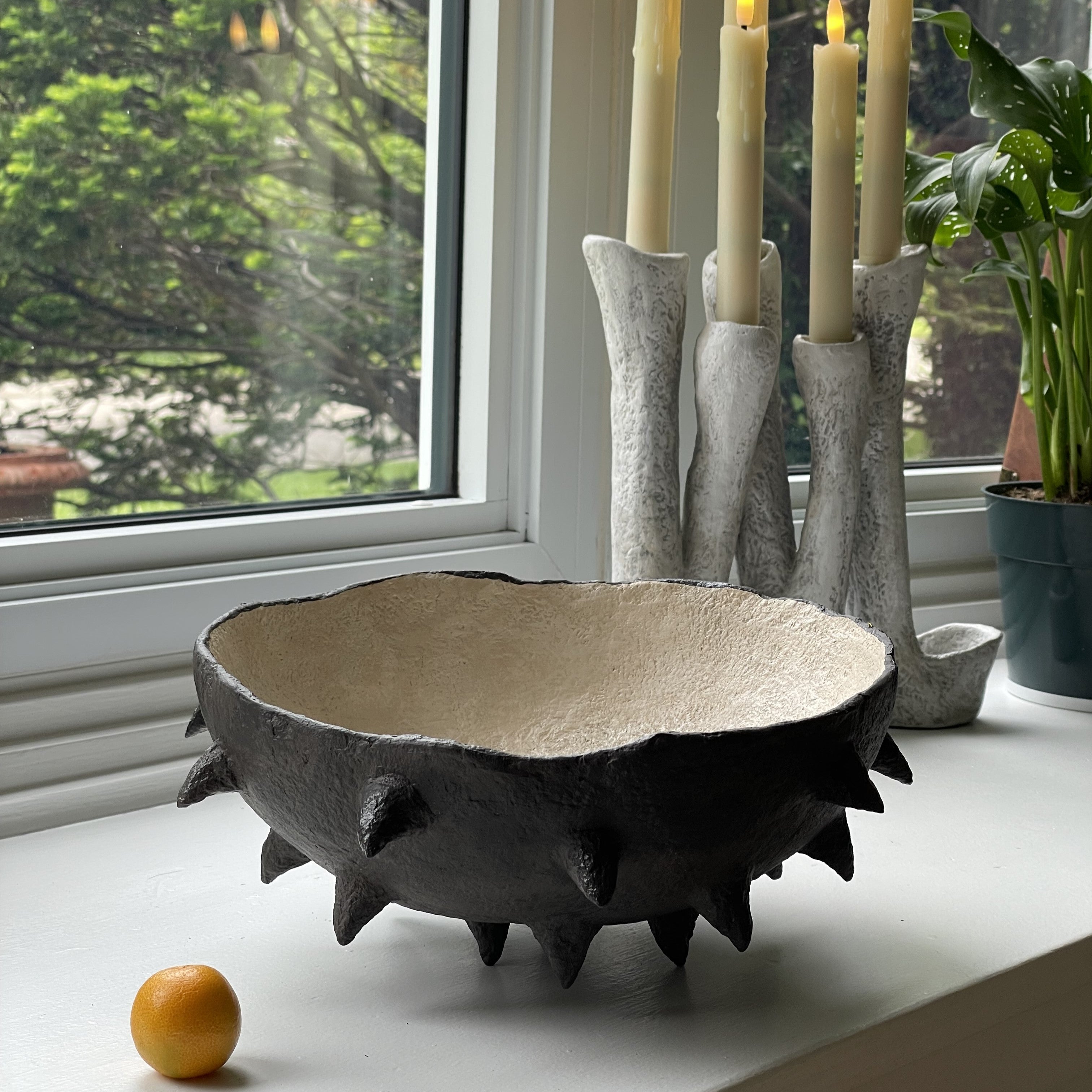 Handmade Paper Mache Decorative spiky Bowl