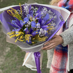 Iris & Mimosa Bouquet