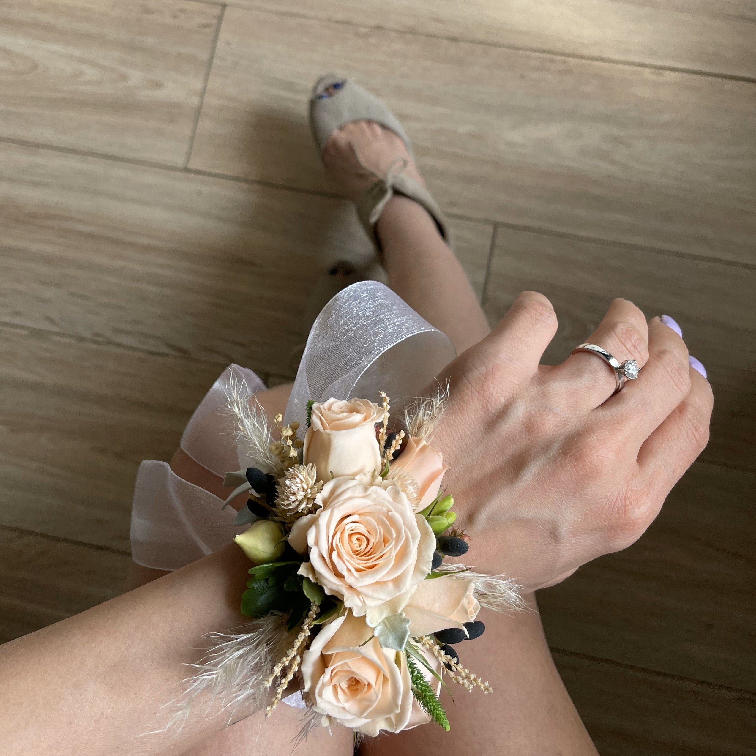 Peach Rose Wrist Corsage