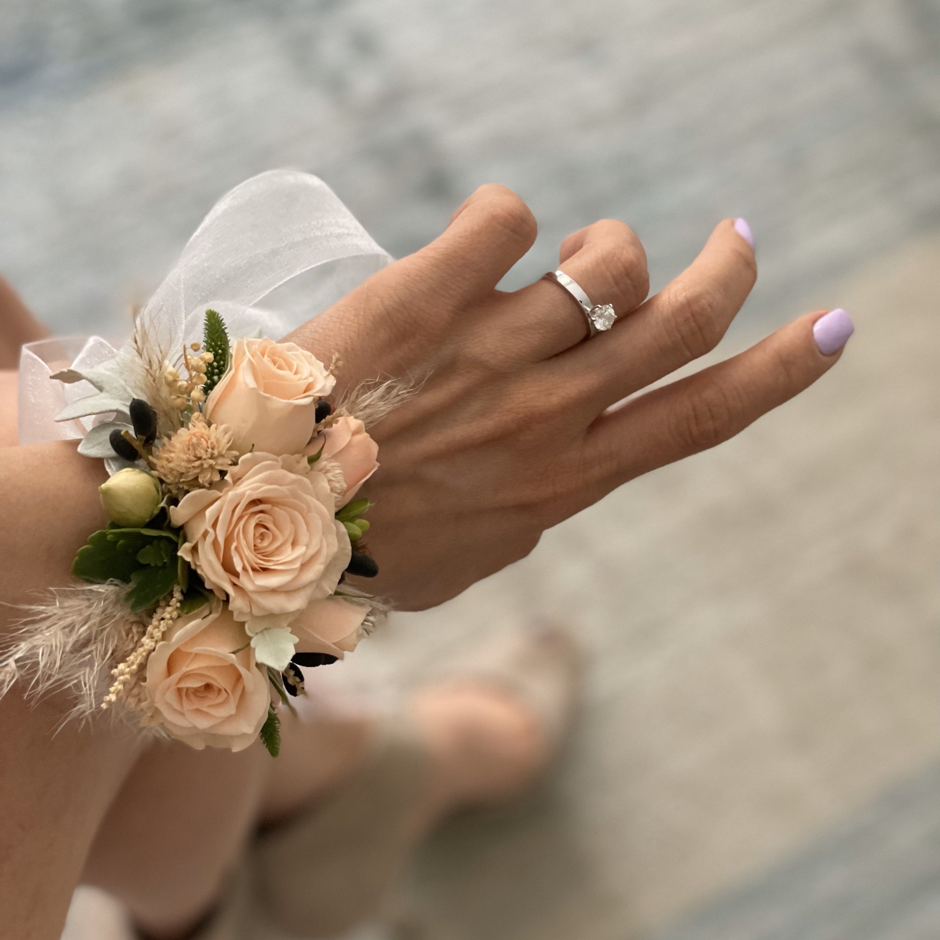 Peach Rose Wrist Corsage