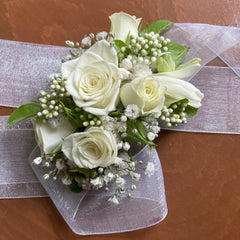 Elegant White Rose Wrist Corsage