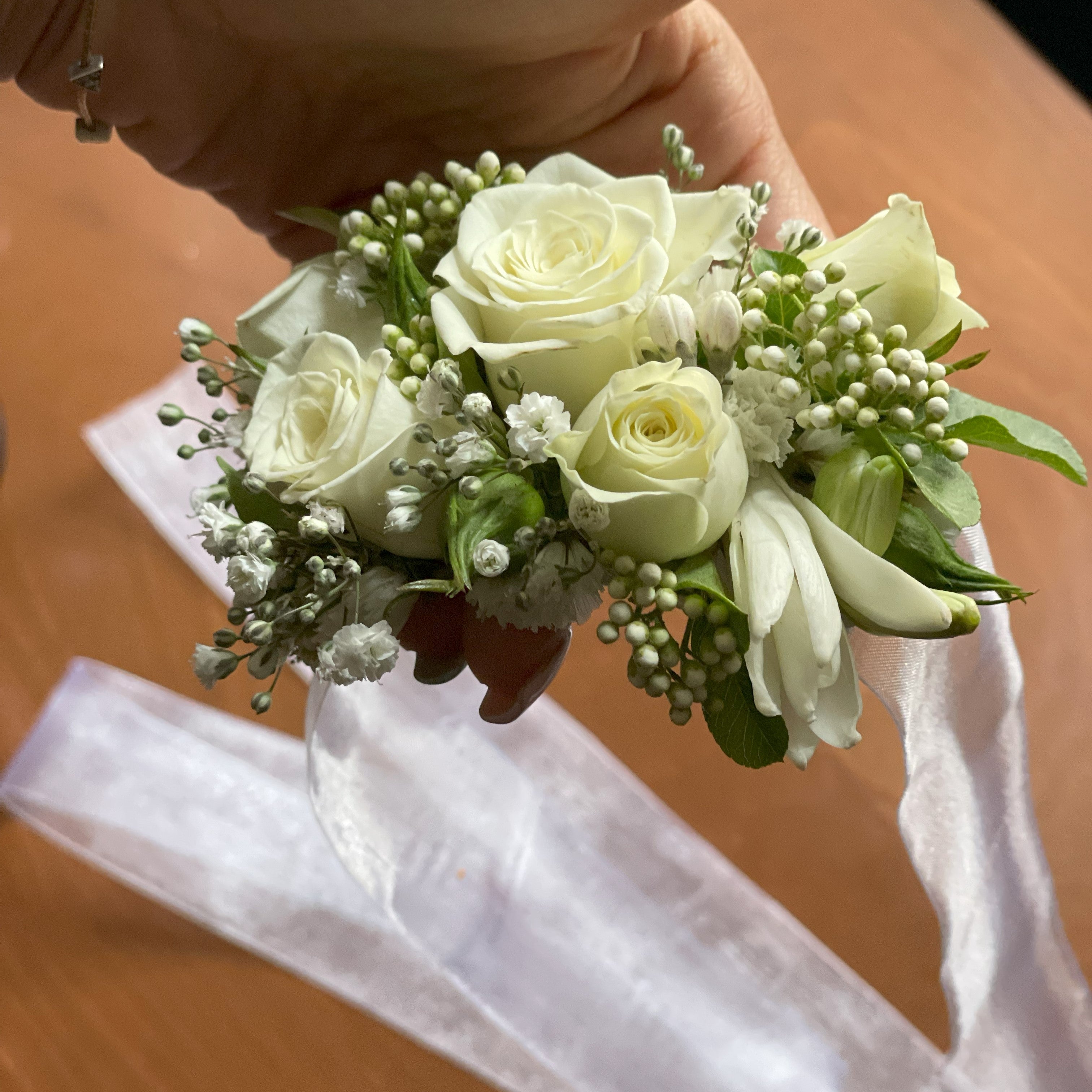 Elegant White Rose Wrist Corsage