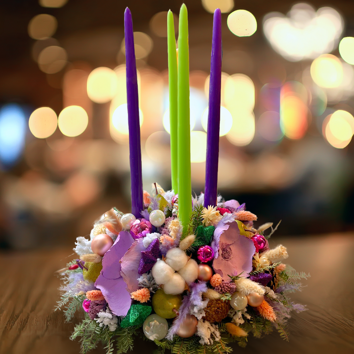 Christmas Candle Table Decoration- Centerpiece