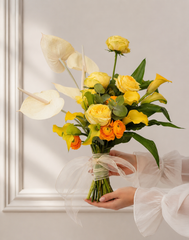 Golden Calla & Rose Bridal Bouquet