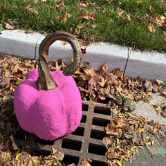 Handmade Pink Paper Mache Pumpkin - size 24"