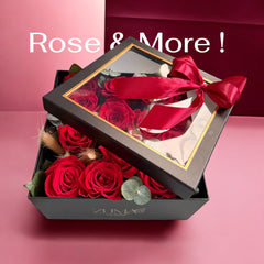 Luxury Red Rose Box with Macarons & Mini Bottega | Valentine’s Gift Toronto