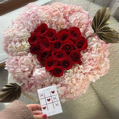 Heart Struck by Love | Luxury Heart Rose Box with Hydrangeas | Valentine’s Flower Arrangement Toronto