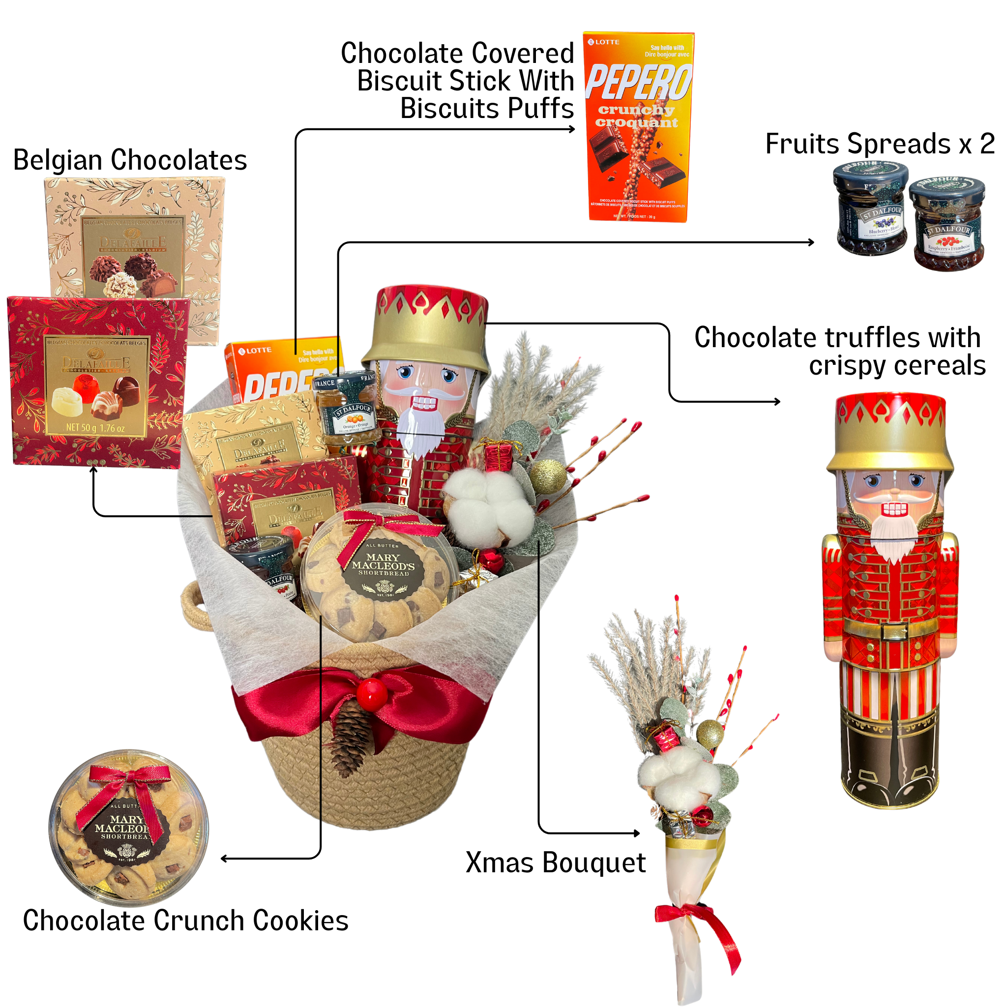 Sweet Holiday Golden-Red Gift Basket