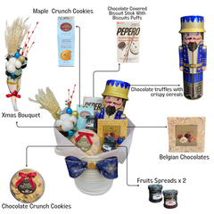 Sweet Holiday Golden-Blue Gift Basket