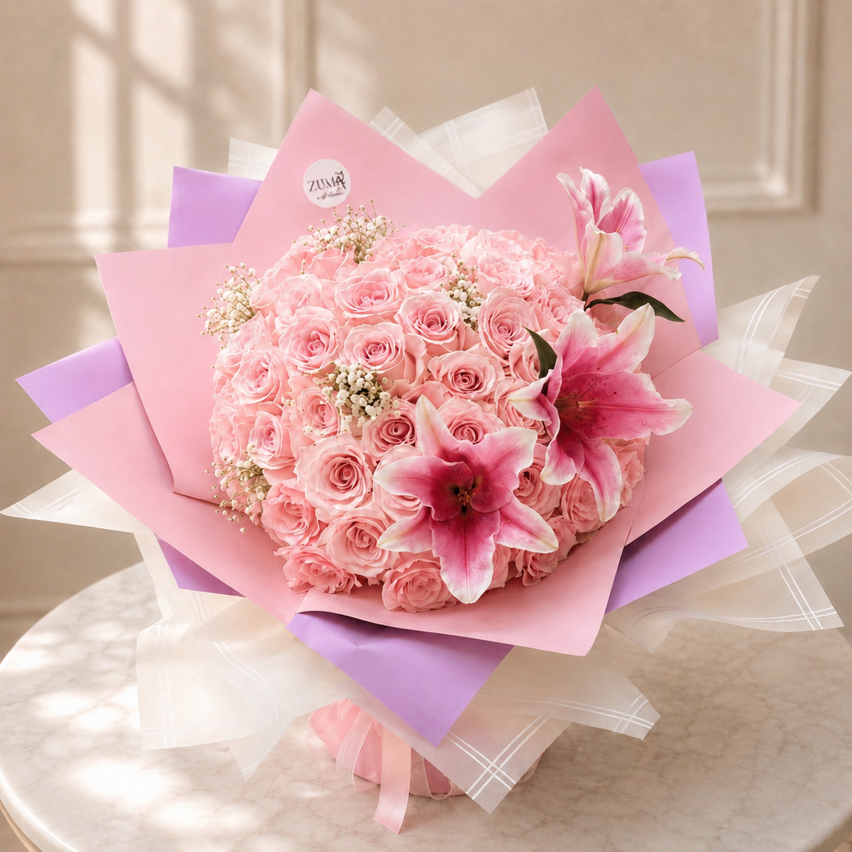 Blush Prestige Rose and lily