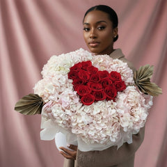 Heart Struck by Love | Luxury Heart Rose Box with Hydrangeas | Valentine’s Flower Arrangement Toronto