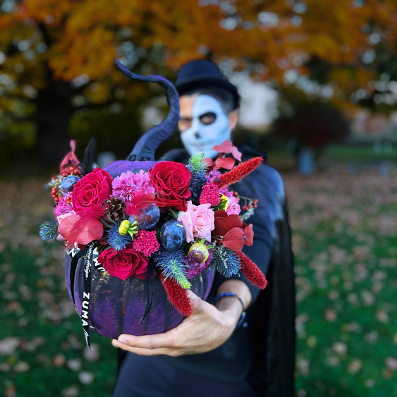 Witch Pumpkin Floral Arrangement for Halloween