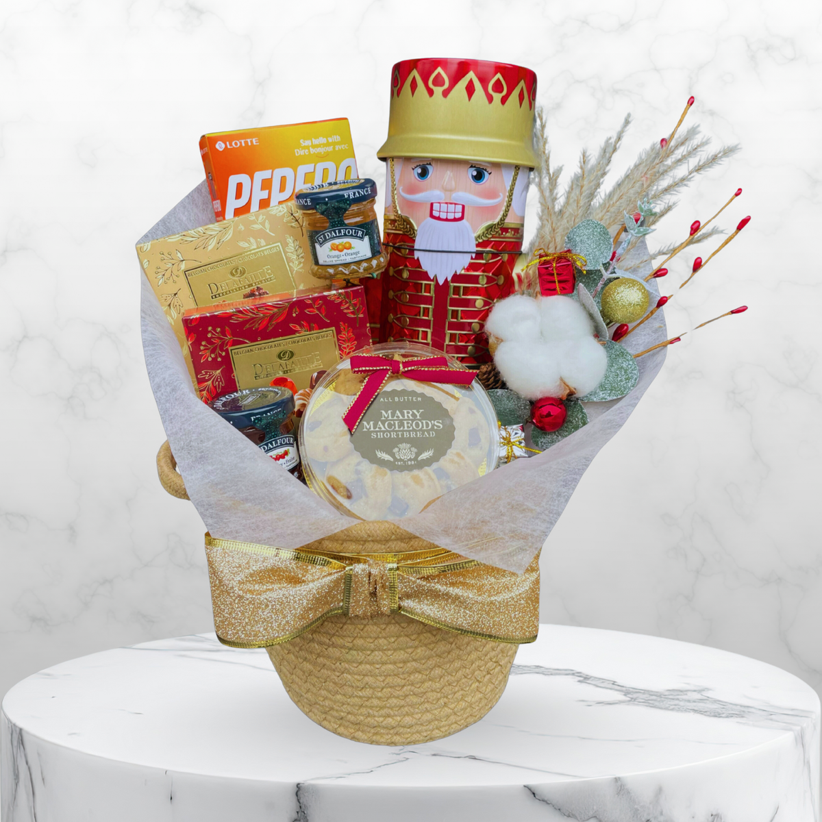 Sweet Holiday Golden-Red Gift Basket