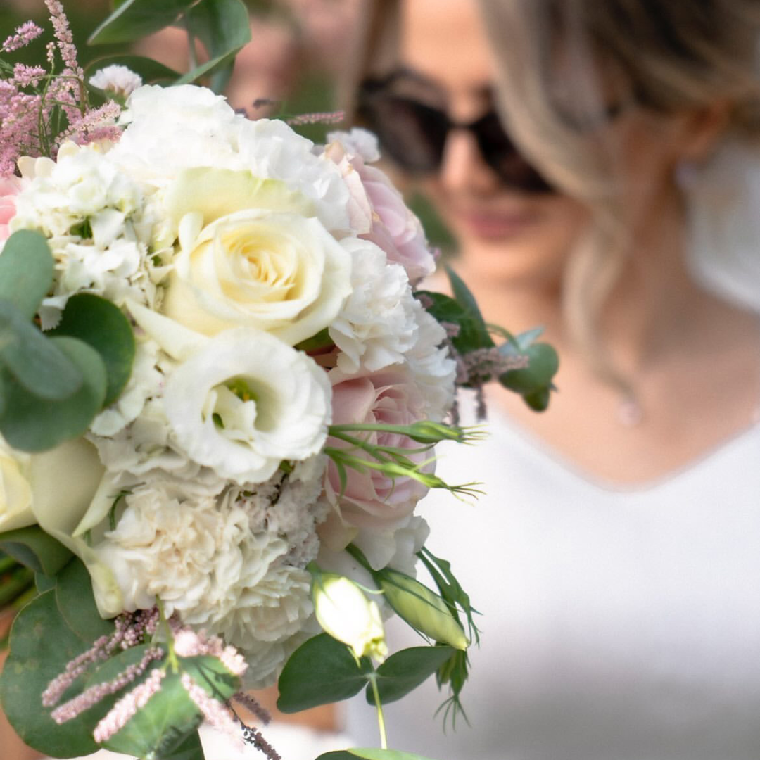 Soft Blush & White Rose Bouquet