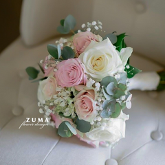 Soft Blush & White Rose Bouquet