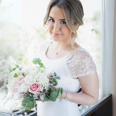 Soft Blush & White Rose Bouquet